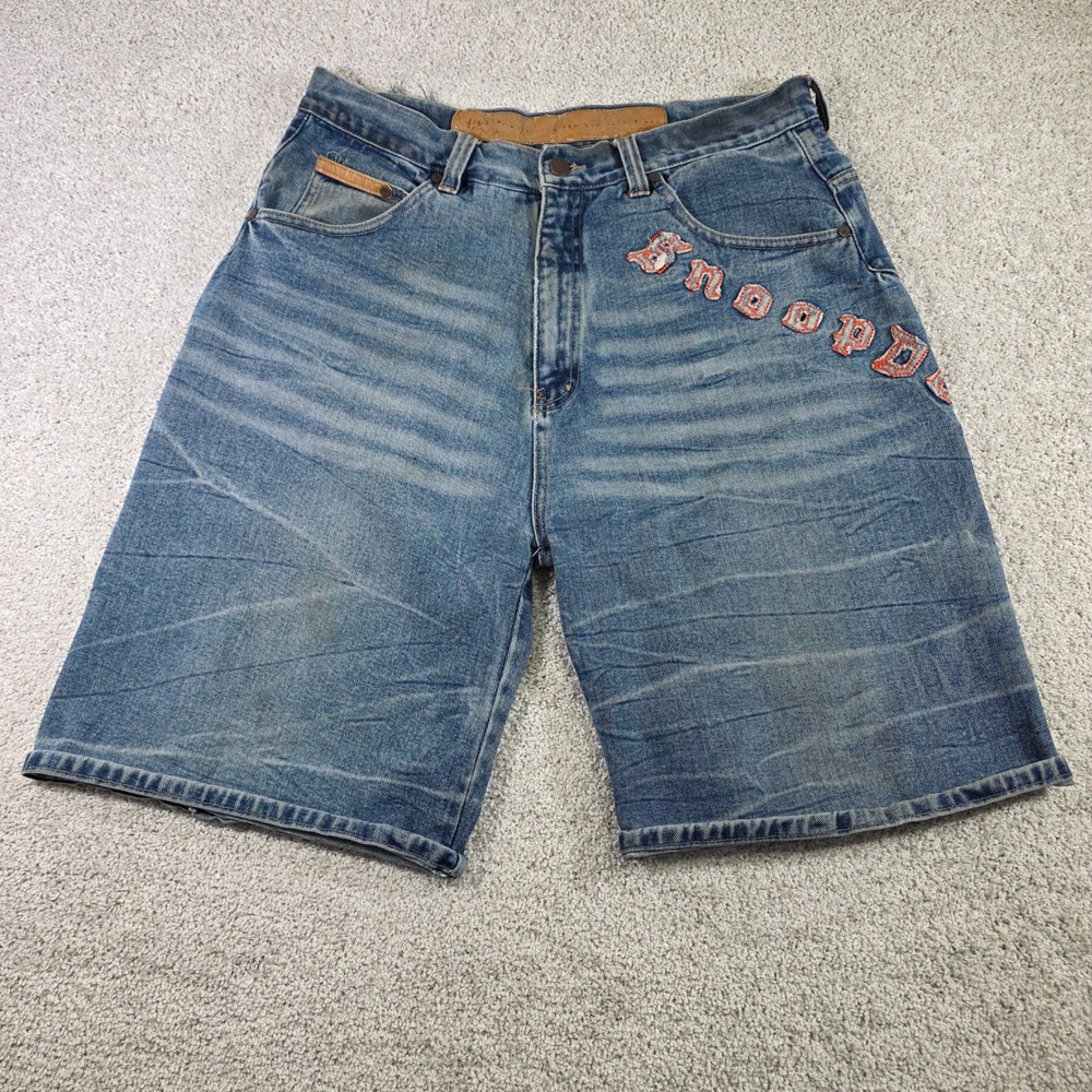 Vintage Snoop Dogg Denim Shorts 36 Mens Y2K Rap Hip Hop Baggy Embroidered Jorts
